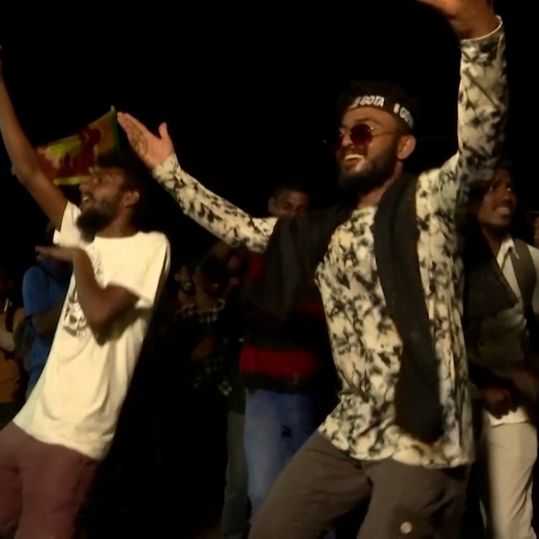 Sri Lankans celebrate news of president Rajapaksa’s resignation